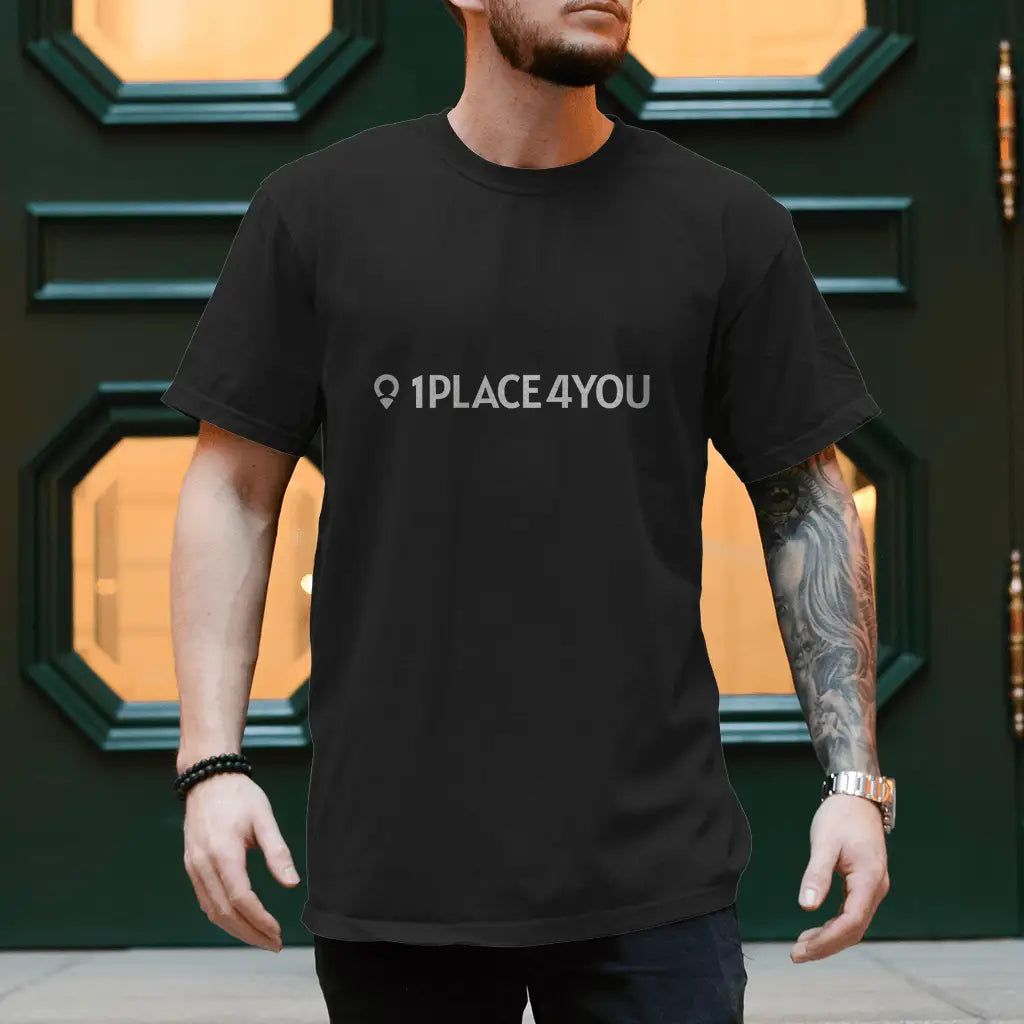 1PLACE4YOU Herren T-Shirt: Stilvoll & Komfortabel - Black