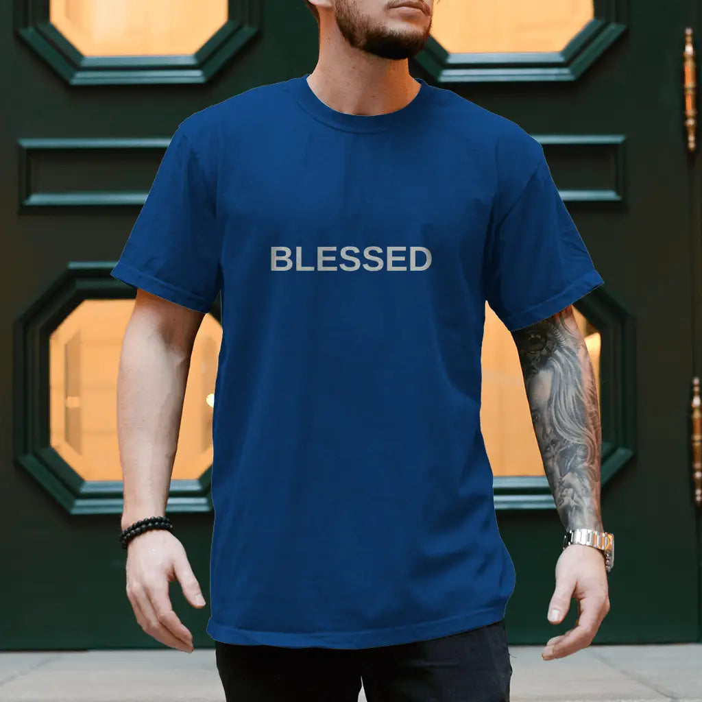 BLESSED Herren T-Shirt: Stilvoll & Komfortabel - Royal Blue